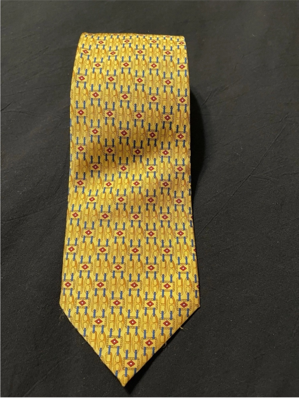 Marco Polo Venizia Tie Necktie Vintage Italian Silk Yellow